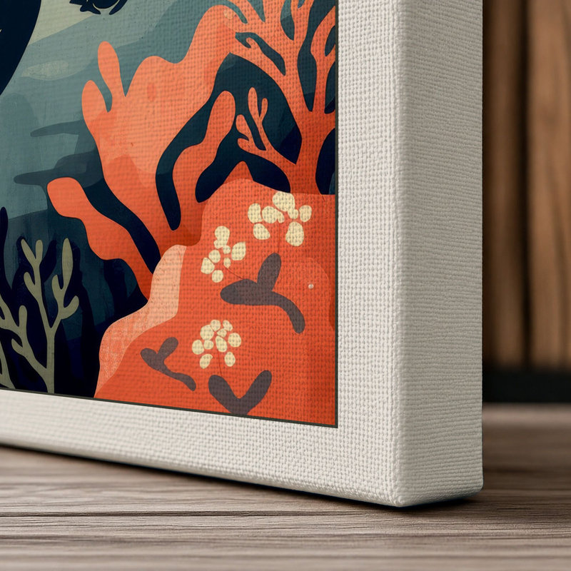 Orcas Rising to Light Coastal - Wrapped Canvas, 24x16 - 61.0 x 40.6 cm, Cream Border