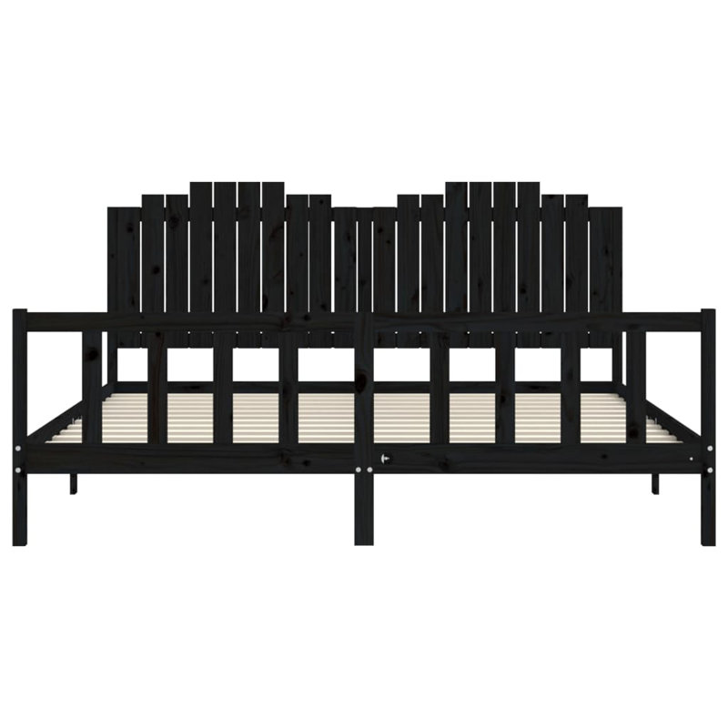 Bed Frame with Headboard, Black, 200 x 200cm