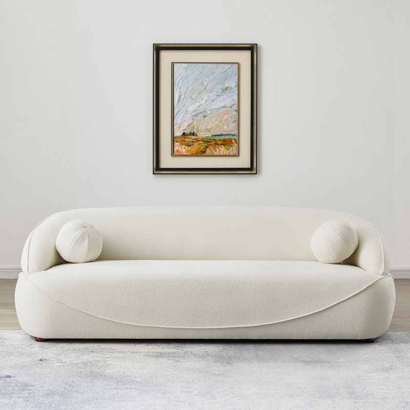 Armi 83.8'' Japandy Style Boucle Fabric Sofa, Ivory Boucle