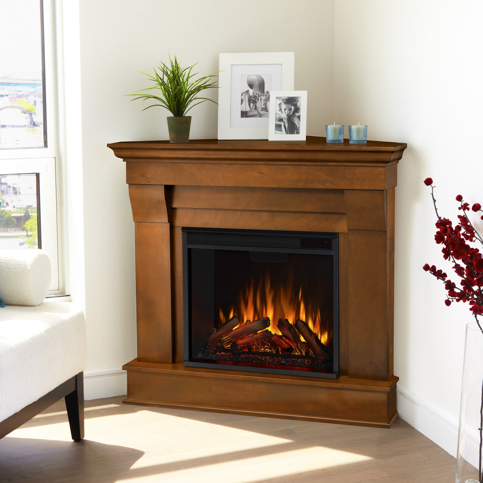 Chateau 41" Corner Electric Fireplace by Real Flame, Espresso