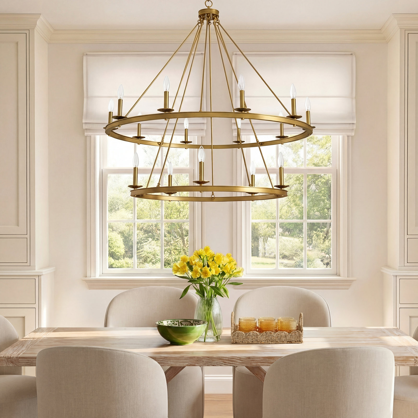 Poynor 15-Light Chandelier, Warm Brass