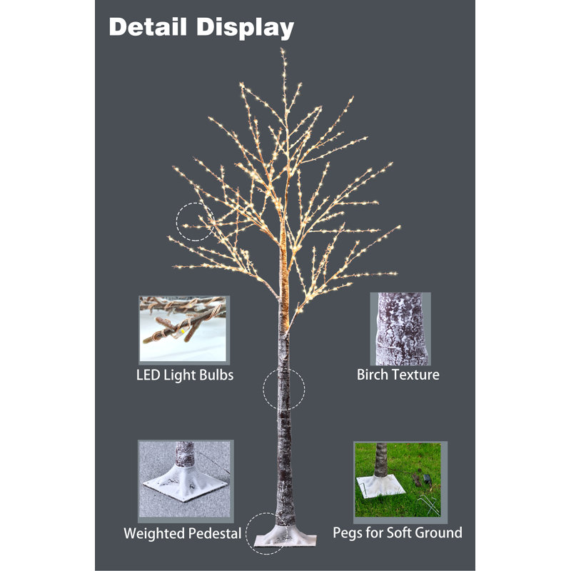 5'' Faux Birch Tree in Freestanding, White
