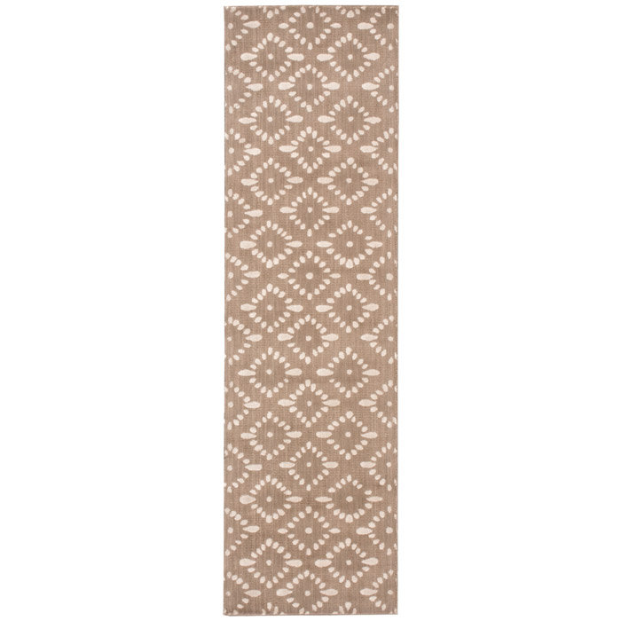 Tapis en laine à motif de lotus couleur tamarinier pour l'intérieur et l'extérieur, Tapis de couloir 2 pi 3 po x 8 pi