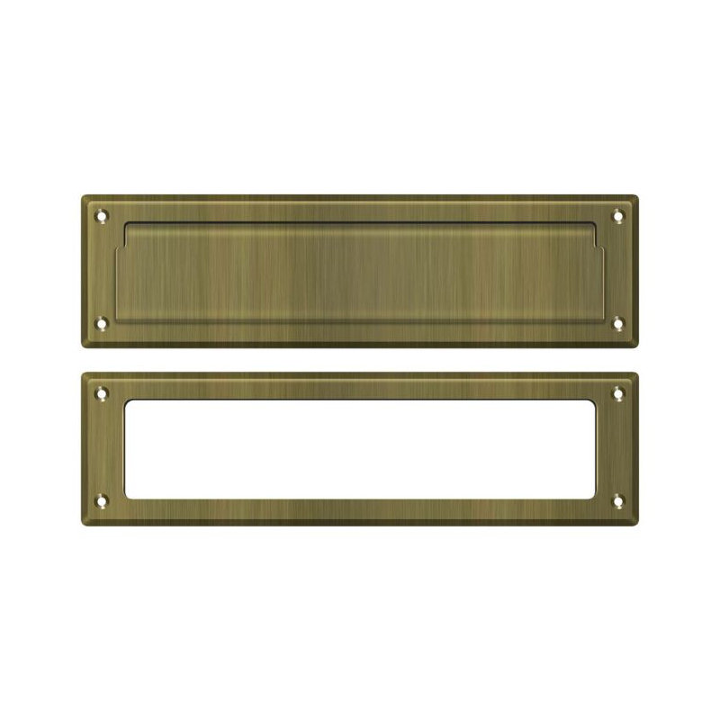 Brass Mail Slot, 3.625" H x 13.125" W x 0.5625" D, Antique Brass