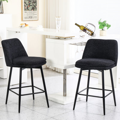 360 tabourets pivotants à hauteur de comptoir 360 de 2 - rembourrés avec des pieds en métal noir pour la cuisine à domicile 2, dossier et pieds, siège de 25,6 po de hauteur, îlot et pub de bonne option, revêtement