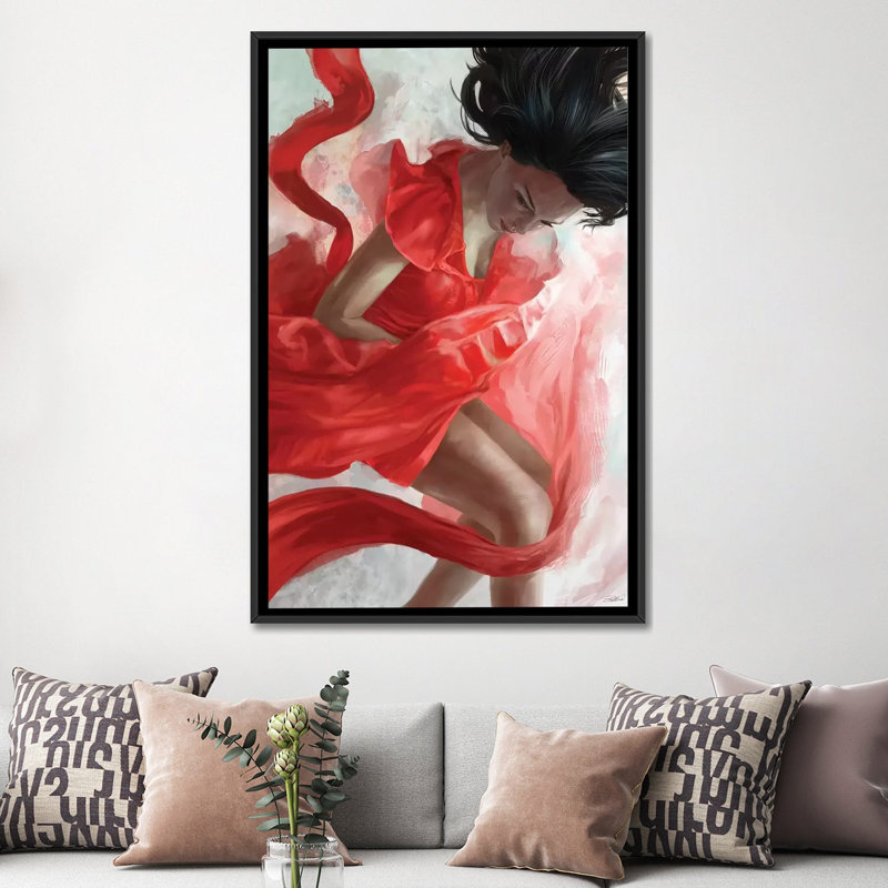 «Descension», impression sur toile, H 26 po x l 18 po x P 1,5 po, Toile avec cadre noir, Pas de tapis