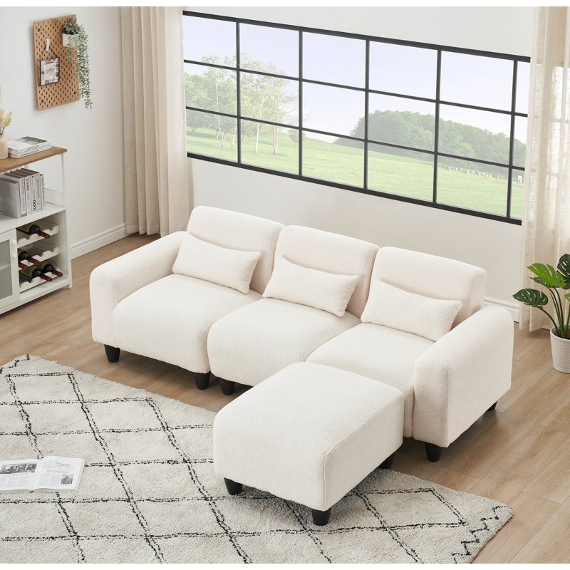 Eibe Upholstered 84.6'' Sofa, Beige Polyester Blend