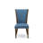 6 Piece Dining Set Contains a Rectangle Dining Room Table with X-Legs and 4 Blue Color Linen Fabric Parson Chairs with a Bench, Distressed Jacobean Finish-85265043-85265050
