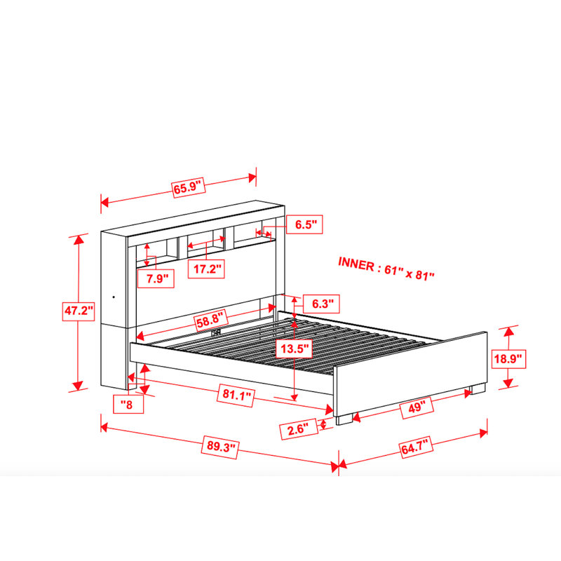 Hamler Solid Wood Platform Bed, Queen