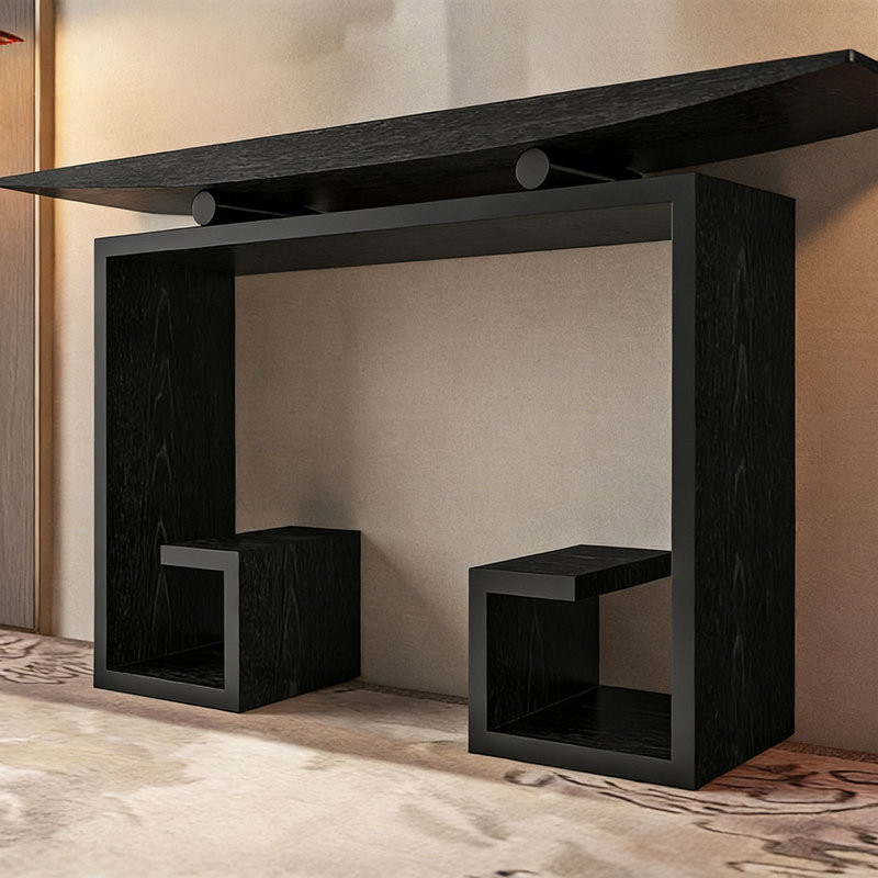 Console d'entrée moderne en bois, H 31,5 po x l 55,12 po x P 11,81 po, Noir