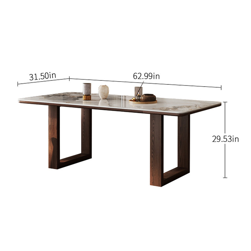 Indeigh Solid Wood Base Dining Table, 31.5" W x 62.99" L