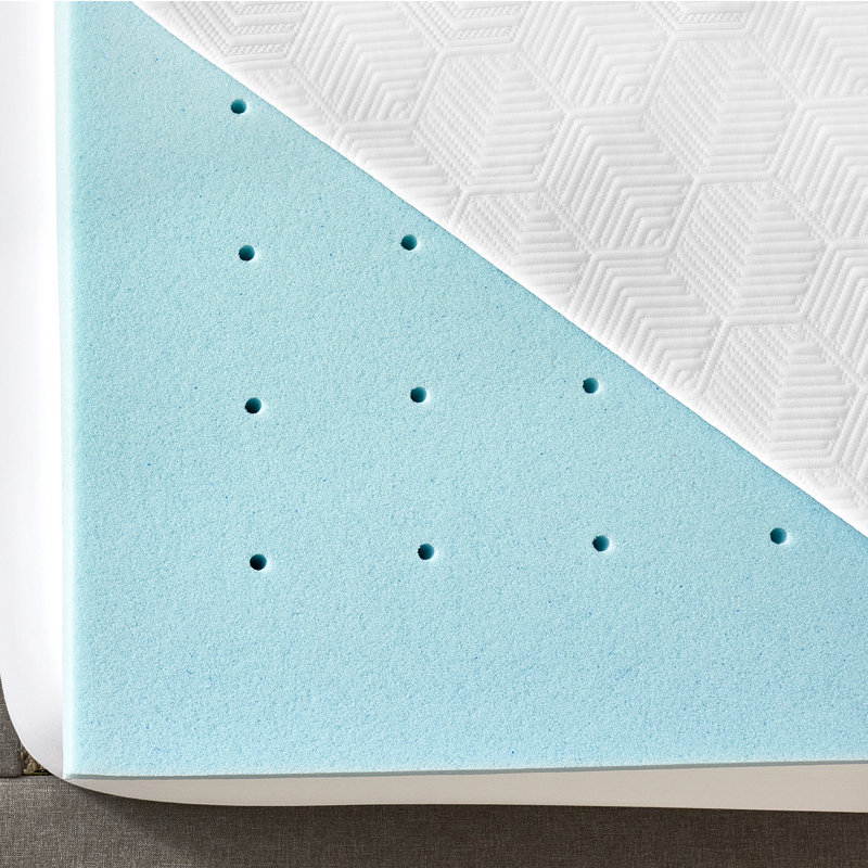 Twin XL White Gel Memory Foam Mattress Topper with Cooling Cover