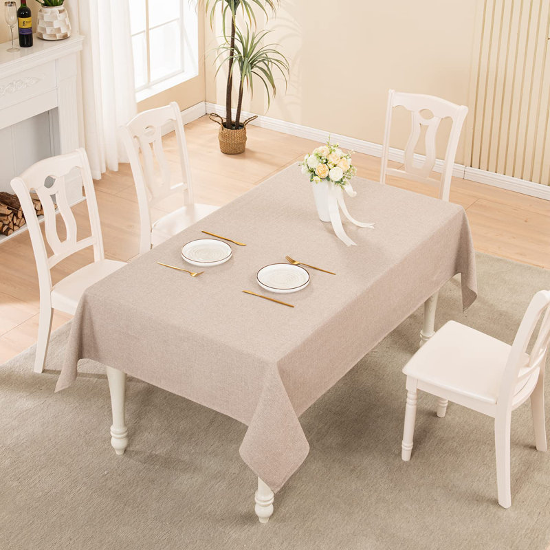 Nappes rectangulaires lavables, infroissables, résistantes à l'eau et nappes Nappes décoratives en tissu de lin pour les fêtes, les mariages, la cuisine et l'extérieur (beige, 57 x 85)