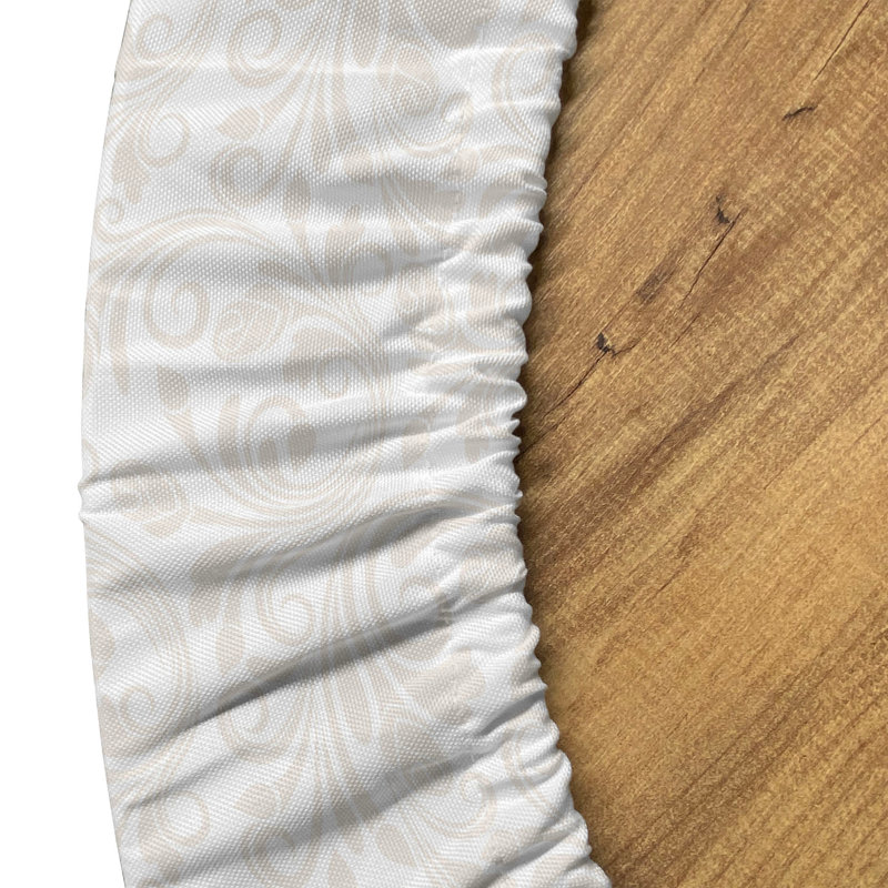 East Urban Home Ivory Fitted Round Tablecloth Diameter Beige White, 47.24" Round