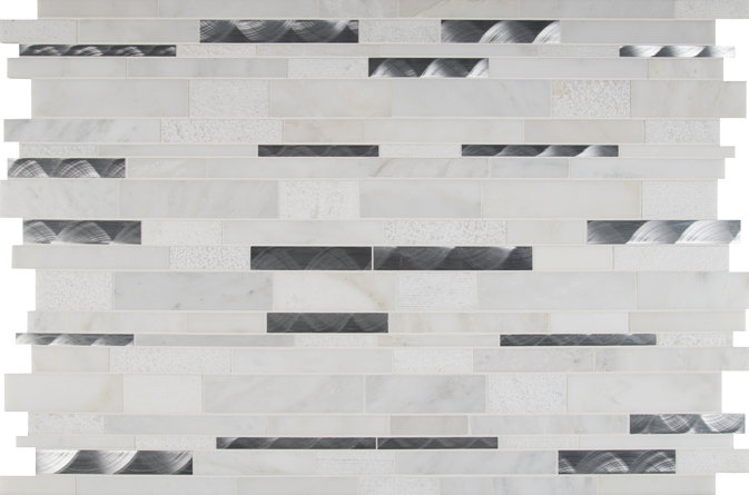 Moderno Blanco 12"x18" Stone/Glass Blend Interlocking Mosaic Tile