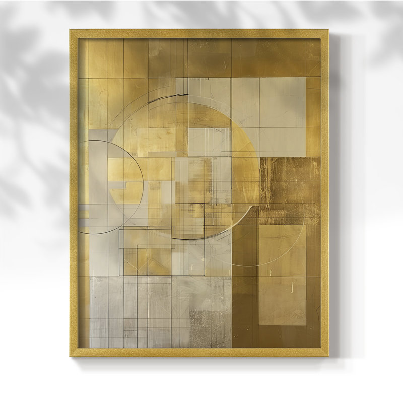 Série ABSTRACT Lxxxviii - reproduction encadrée de qualité supérieure - prête à être accrochée - aucun clou requis, Or