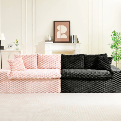 Canapé en velours tortue multifonctionnel à blocs de couleurs pour 4 personnes, agencement flexible (une rangée / côte à côte / face à face) pour les petits espaces et les salons