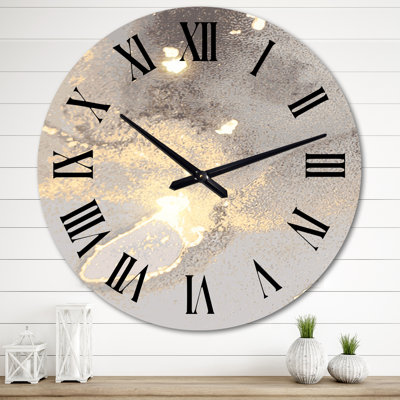 Horloge murale surdimensionnée gris et marbre liquide Art II