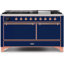 ILVE UM15FDQNS3BKCLP Majestic II 60 inch Dual Fuel Range with 9 Burners, Griddle (Liquid Propane, Solid Door, Glossy Black, Chrome)-1666292252-1666292730