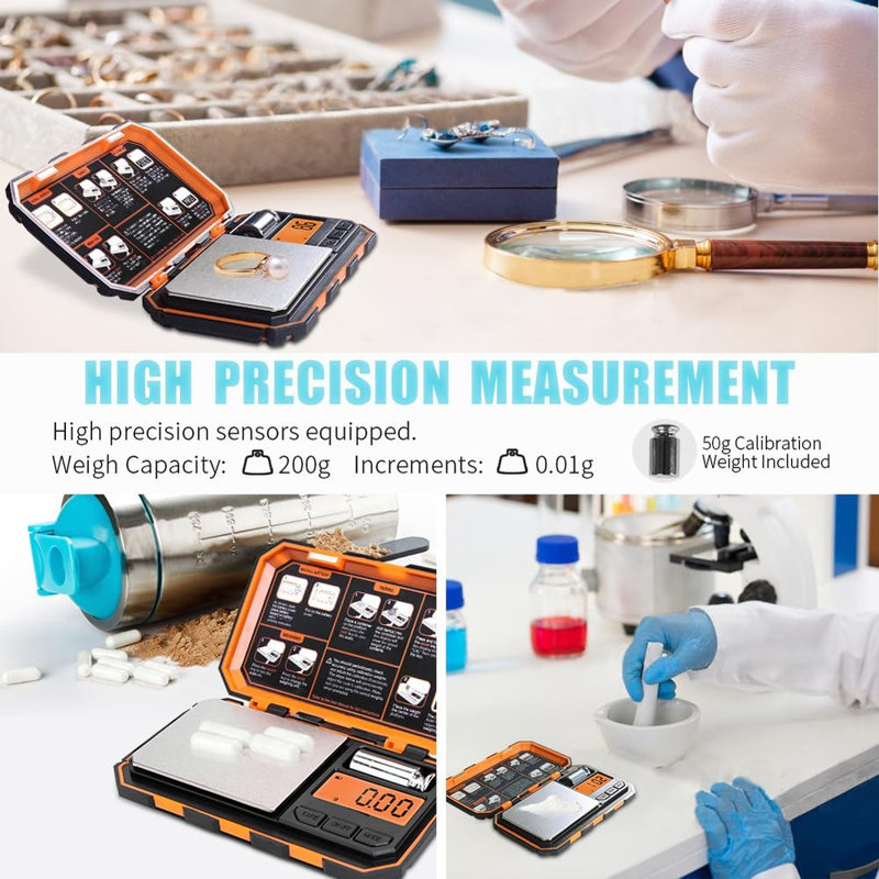 Fuzion Digital Pocket Scale, 200G X 0.01G, 6 Units Conversion Mini Scale With LCD Display, Tare Function For Food, Jewellery, Medicine, Coffee (Battery Included)