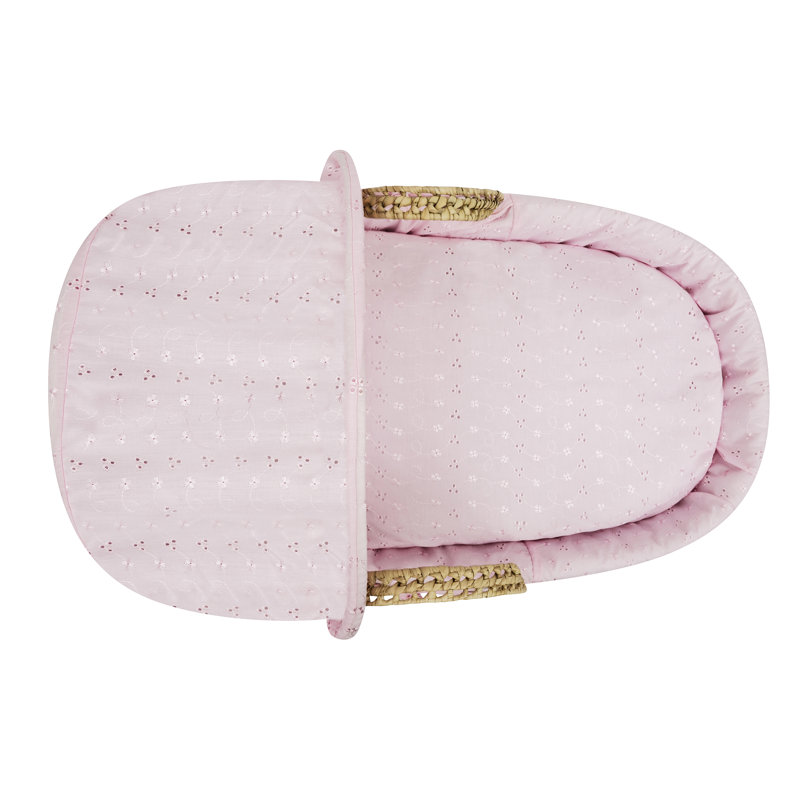 Cotton Blend Moses Basket Bedding Set, Pink