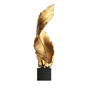 Modern Resin Golden Feather Ornament