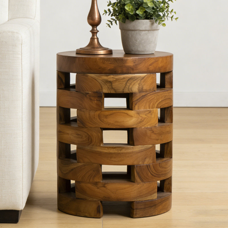 Table de bout cylindrique en bois massif