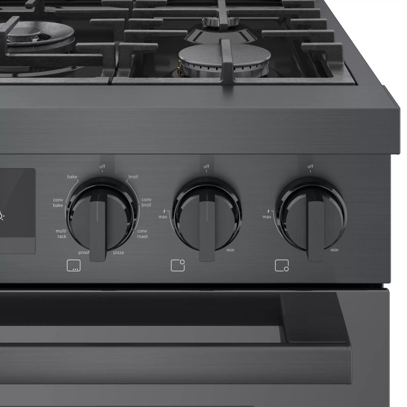 800 Series 30" 4 cu. ft. Freestanding Dual Fuel Range with True European Convection, Black