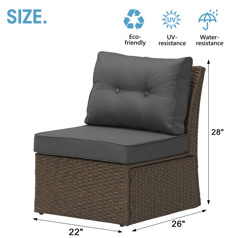 Chaise de patio avec coussins, Gris foncé, Brun