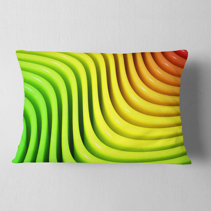  Coussin décoratif abstrait numérique Designart «Rainbow Colors Wave»