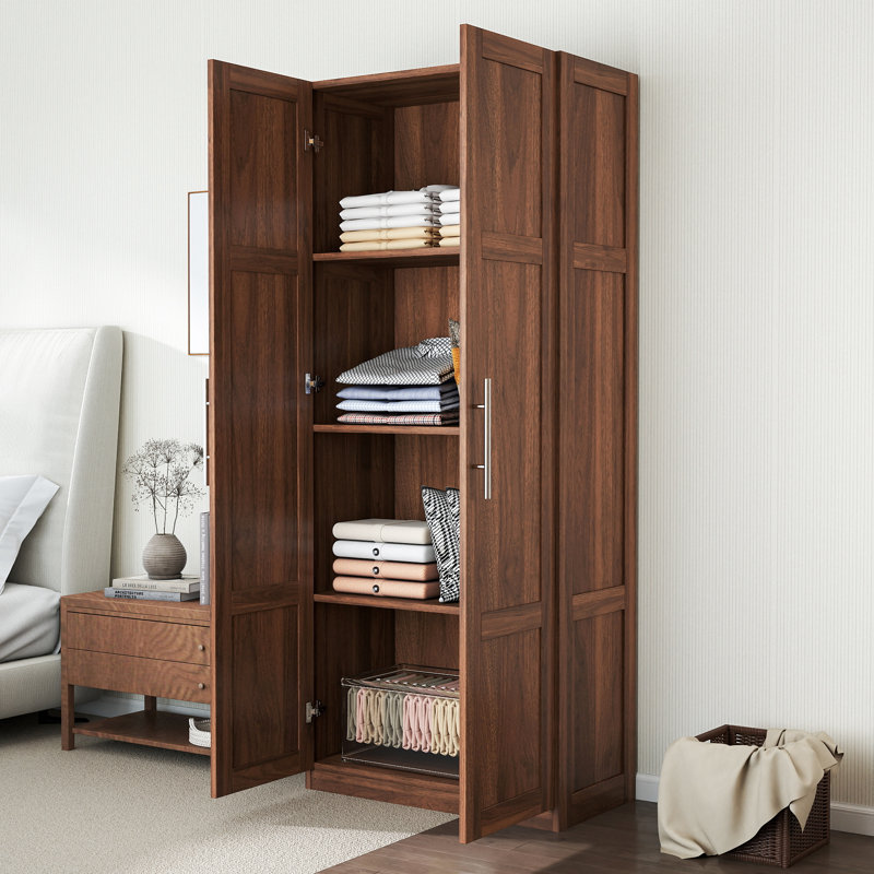 Armoire de rangement 29,5 po de largeur à 4 tablettes, Noyer