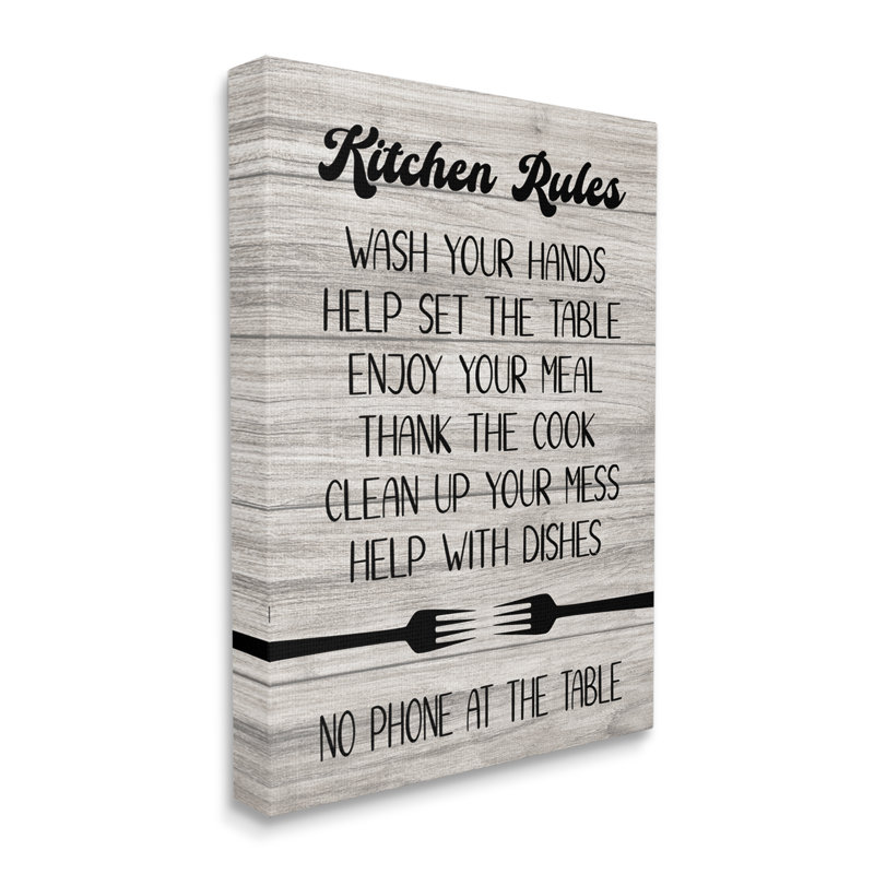 "Bb-588-Encadré" Kitchen Rules on Wood "par Martina Pavlova, art textuel, H 30 po x l 24 po x P 1,5 po, Cadre simple gris