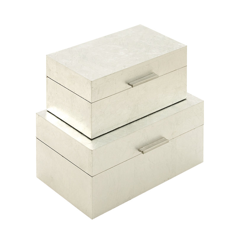 2 Piece Wood Box Set, Silver