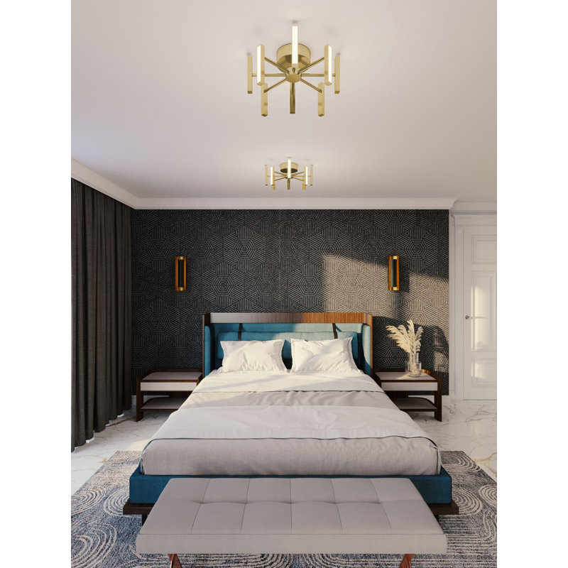 Janilee LED Semi Flush Mount, Satin Brass