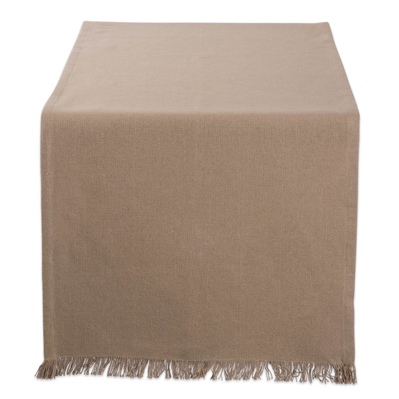 Laszlo Solid Color 100% Cotton Table Runner, 108" L x 14" W, Stone Brown