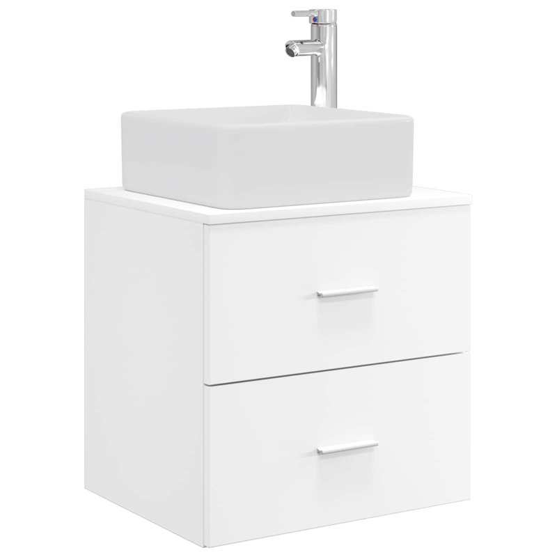 Single Bathroom Vanity with Ceramic Basin, White