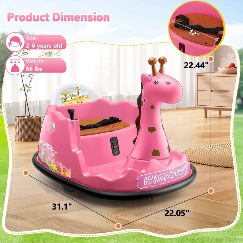 Jouet autoportant 12 volts Giraffe, Rose