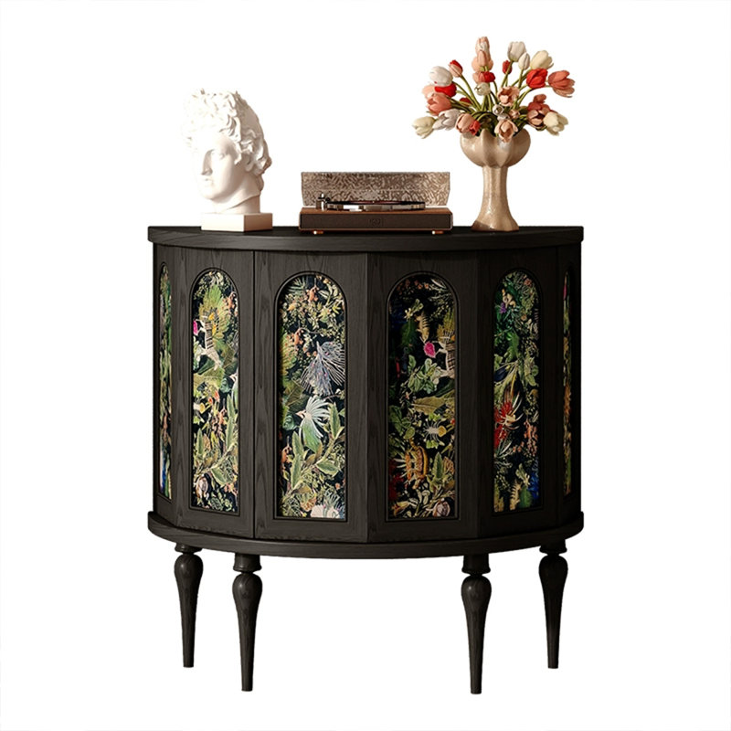 Modern Black Solid Wood Accent Cabinet, 33.46" H x 31.5" W x 15.75" D