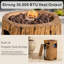 Foyer extérieur au propane de 63,5 cm (25 po) de hauteur, imitation bûches de bois, avec réservoir de combustible dissimulé