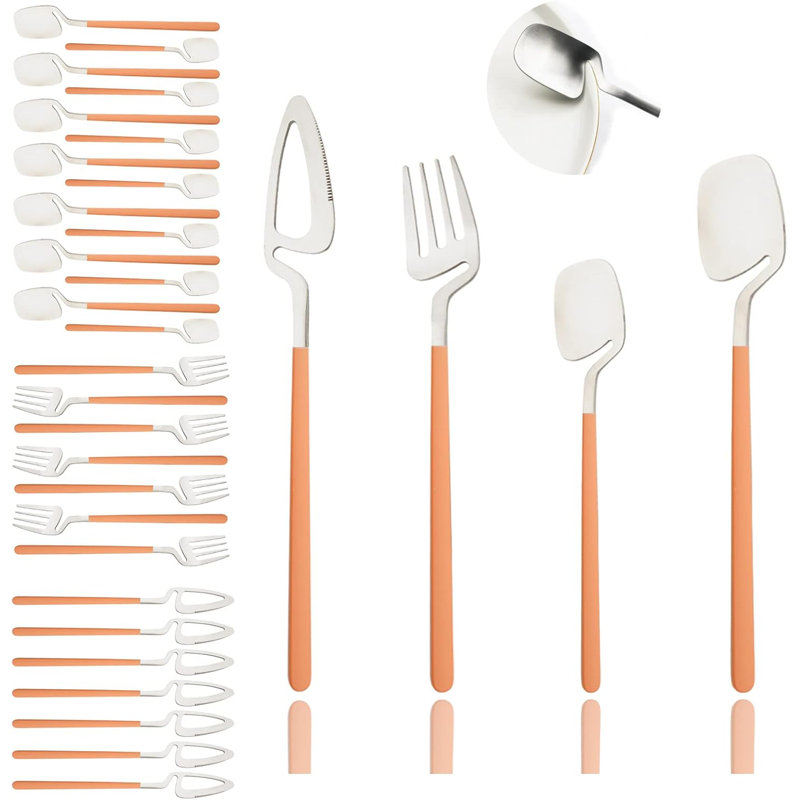 Ensemble de couverts 32 pièces avec finition mate - Ensemble de couverts en acier inoxydable pour 8 personnes - Comprend les couteaux de table, les fourchettes, les cuillères et les cuillères à café - Va au lave-vaisselle