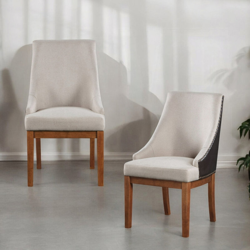 Ensemble de 2 chaises rembourrées traditionnelles avec garniture cloutée