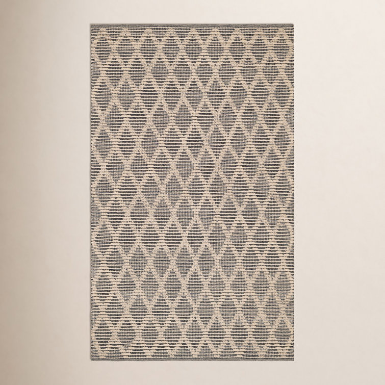 Textured Diamond Black/Ivory Handwoven Cotton Rug
