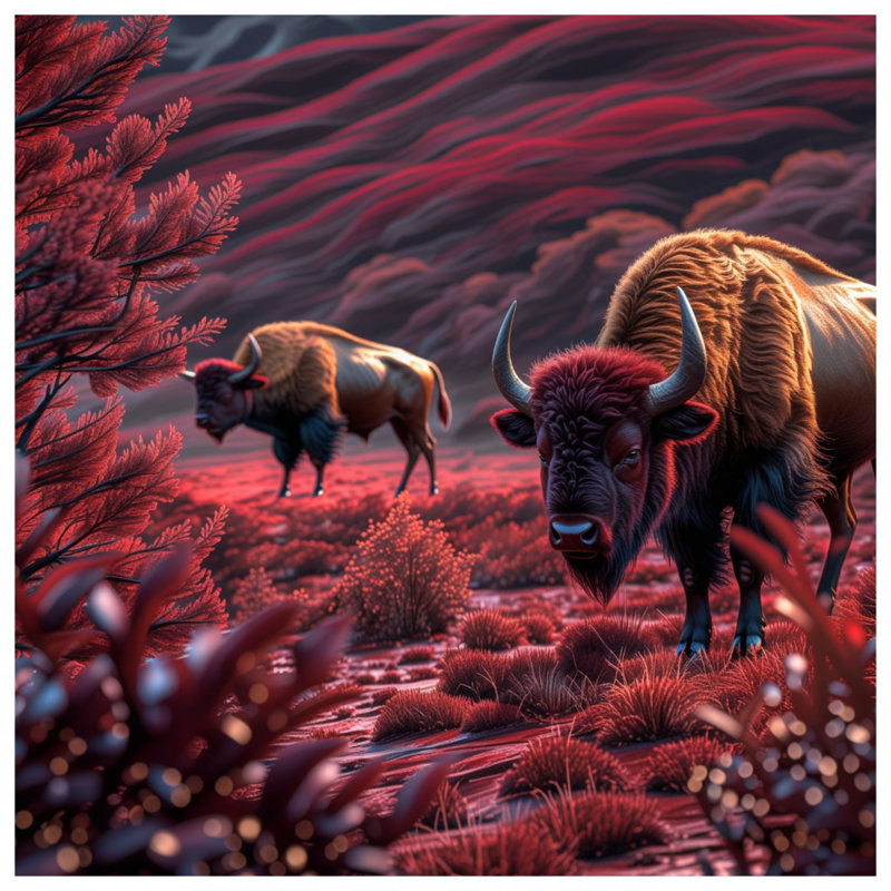Bison dans un paysage rouge housses de couette, Grand lit