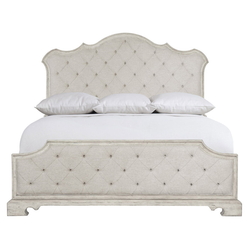Chateau Cream Tufted King Upholstered Bed with Pine Frame