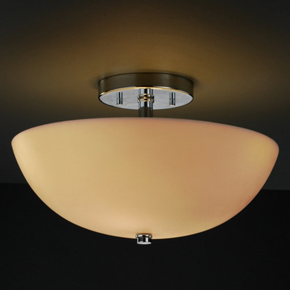 Plafonnier semi-encastré 2 lumières Porcelina Ring, Feuilles de bananier, Chrome poli