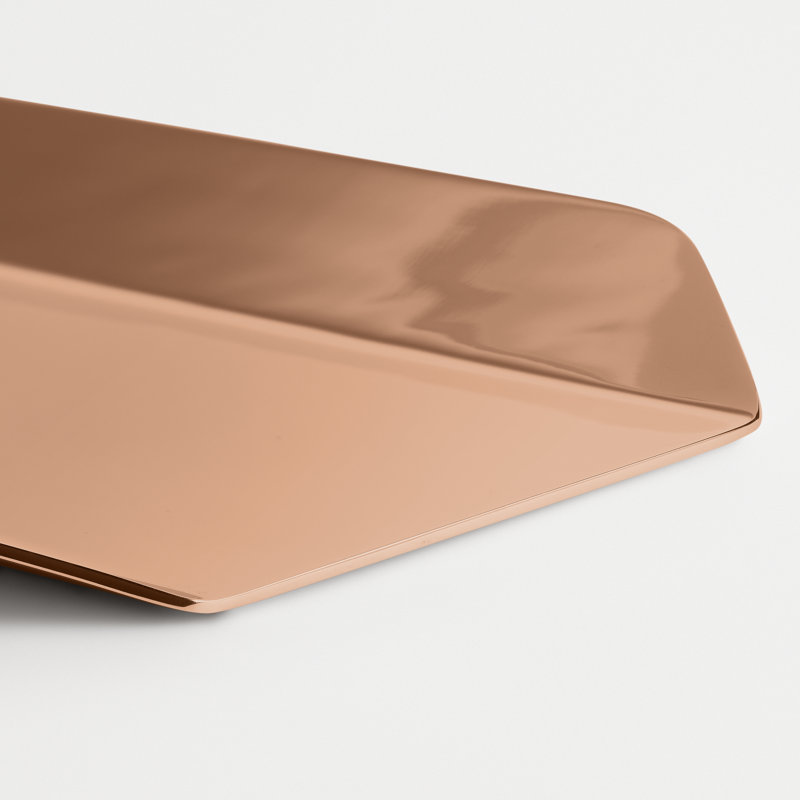 Twofold Stainless Steel Decorative Tray, Copper, 1" H x 14" W x 9" D