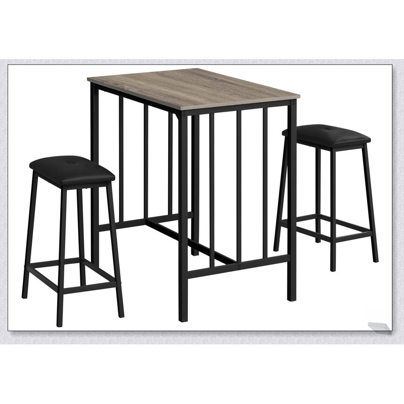 Ensemble de salle à manger 3 pièces à hauteur de comptoir contemporain avec table rectangulaire de 36 pouces et deux chaises, pour les petites cuisines