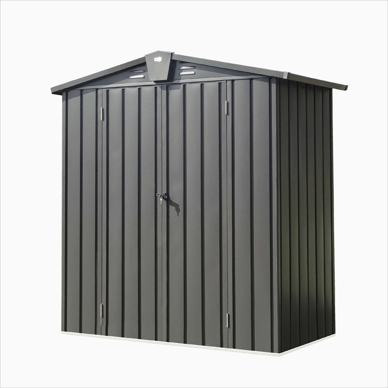 Metal Storage Shed, 76.57" H x 118.43" W x 95.12" D, Black
