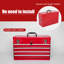 21 - Inch, Heavy Duty Portable Tool Box, Red, 4 Drawers, Liners, Auto Locking, Secure, Transport Steel Portable, Ample Organization
