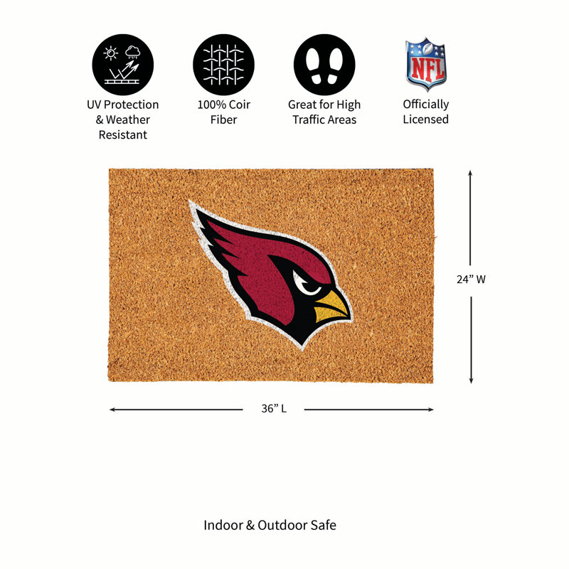 Arizona Cardinals Large Full Color Coir Mat, 36"x24"
